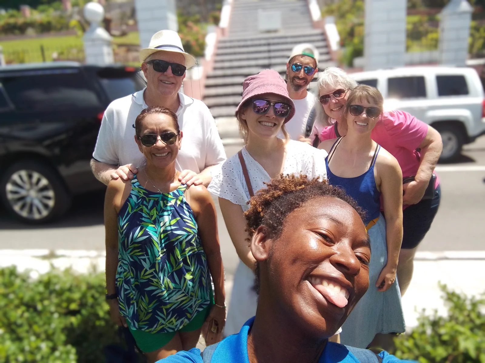 A diverse group enjoying a walking tour